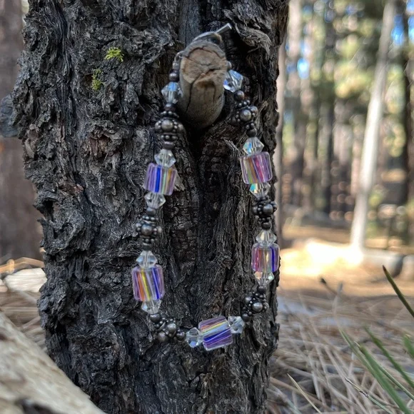 Artisan Murano Glass Crystals Metal Bracelet Vintage - Picture 3 of 6